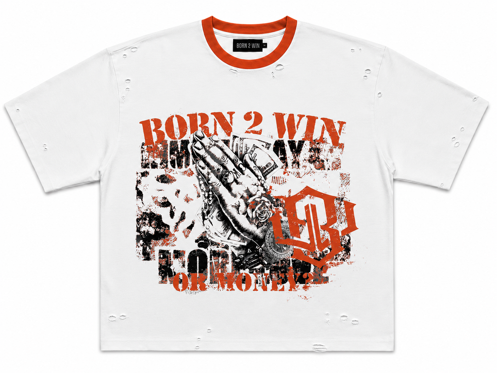 SUMMER MONEY CROPPED DISTRESSED TEE WTExRED