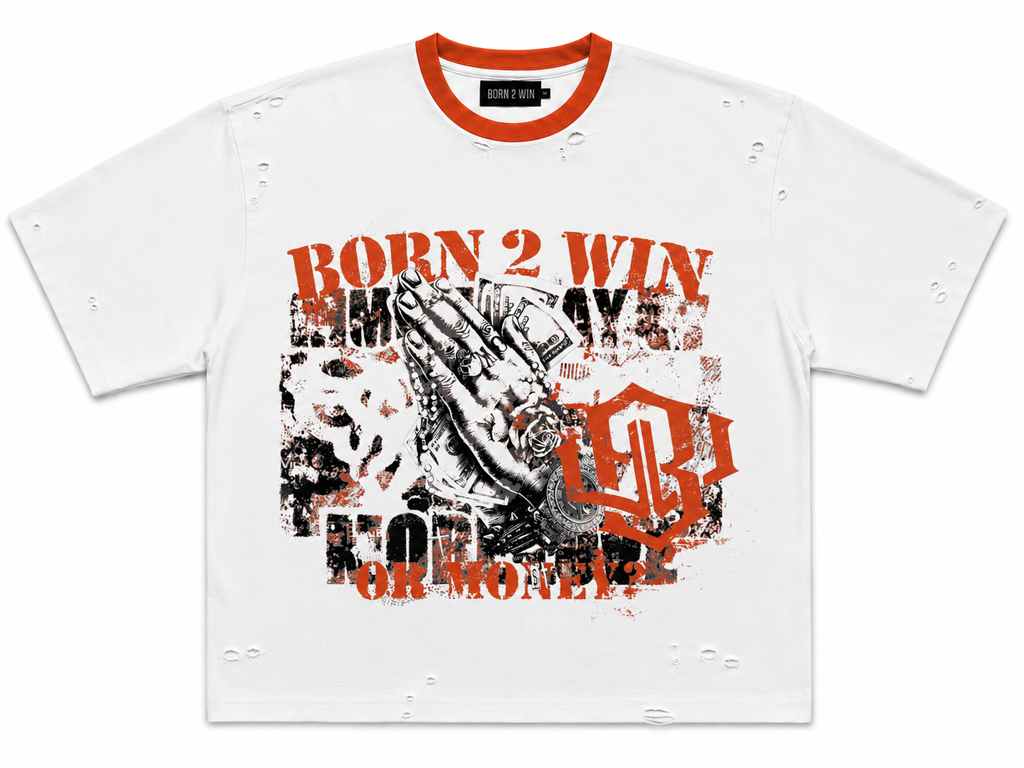 SUMMER MONEY CROPPED DISTRESSED TEE WTExRED
