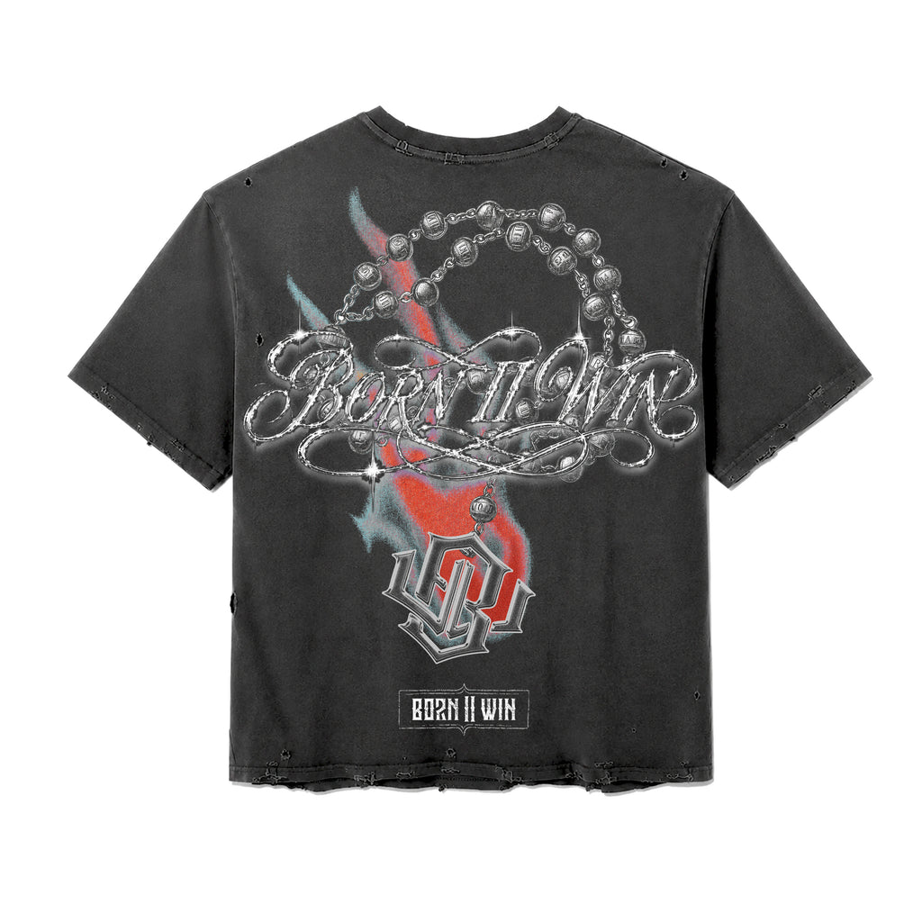 'REBIRTH GREATNESS' VNTG DISTRESSED S/S TEE GRYxRED