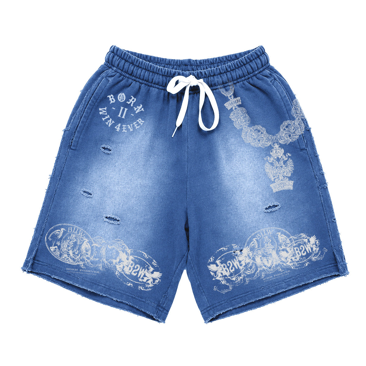 OCEAN STAMP DISTRESSED SWEAT SHORTS
