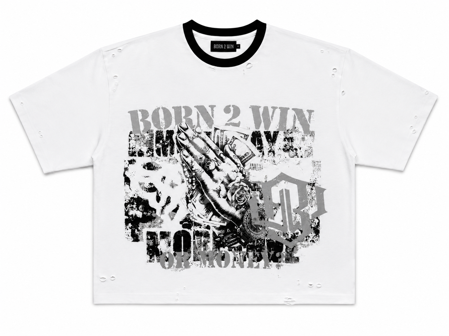 BORNIIWIN OVERSIZED DISTRESSED TEE
