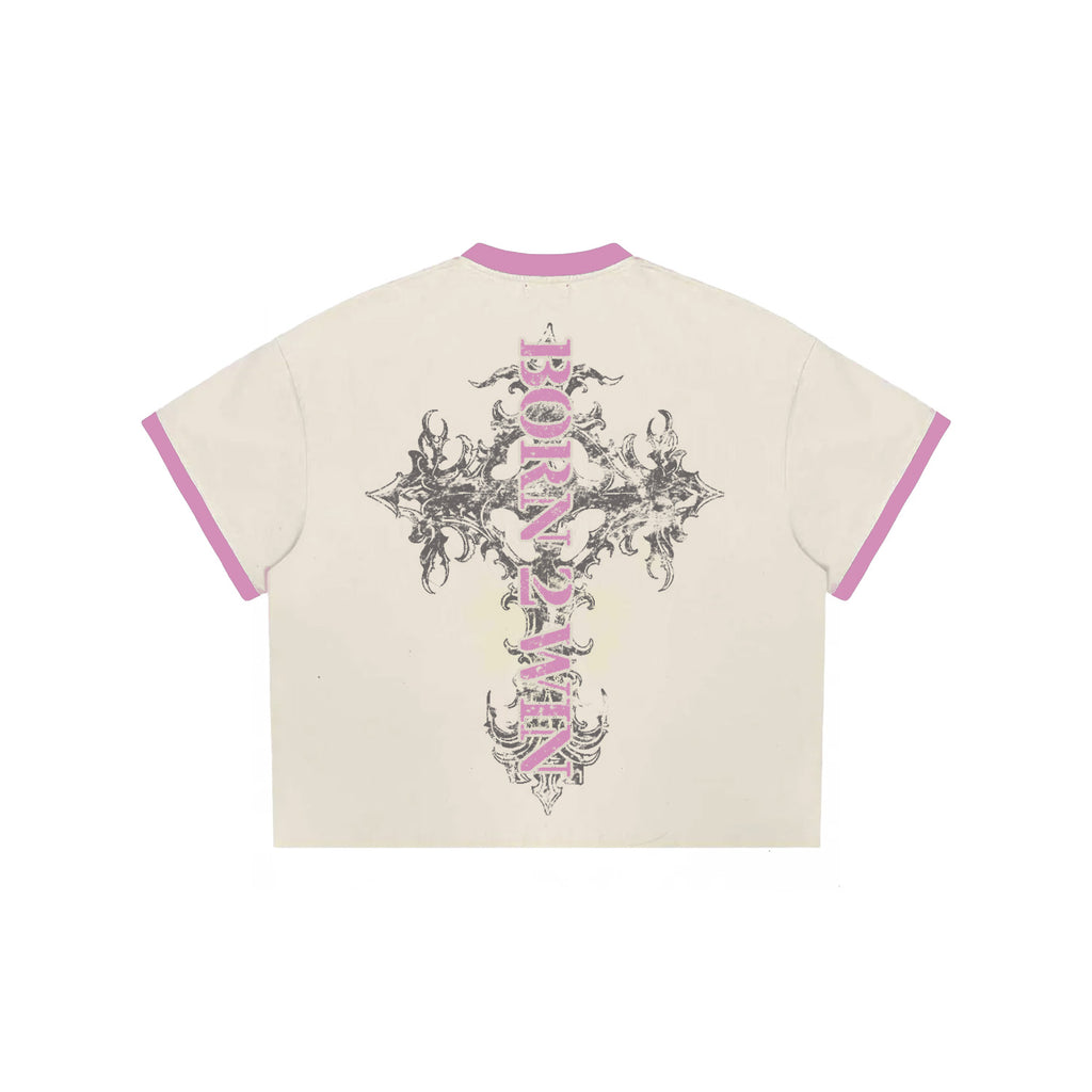 (W) SUMMER MONEY BABY CROPPED TEE CRMxPNK