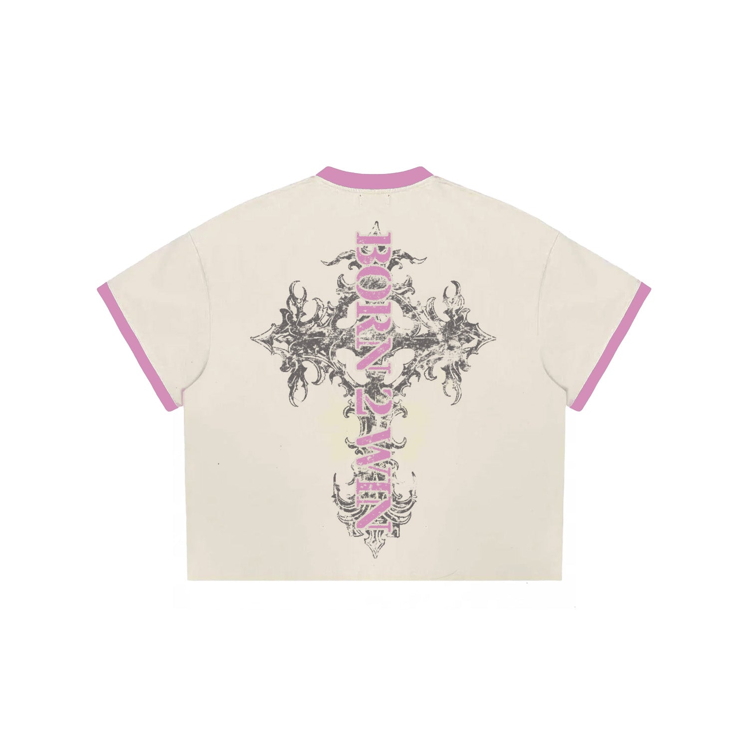 (W) SUMMER MONEY BABY CROPPED TEE CRMxPNK